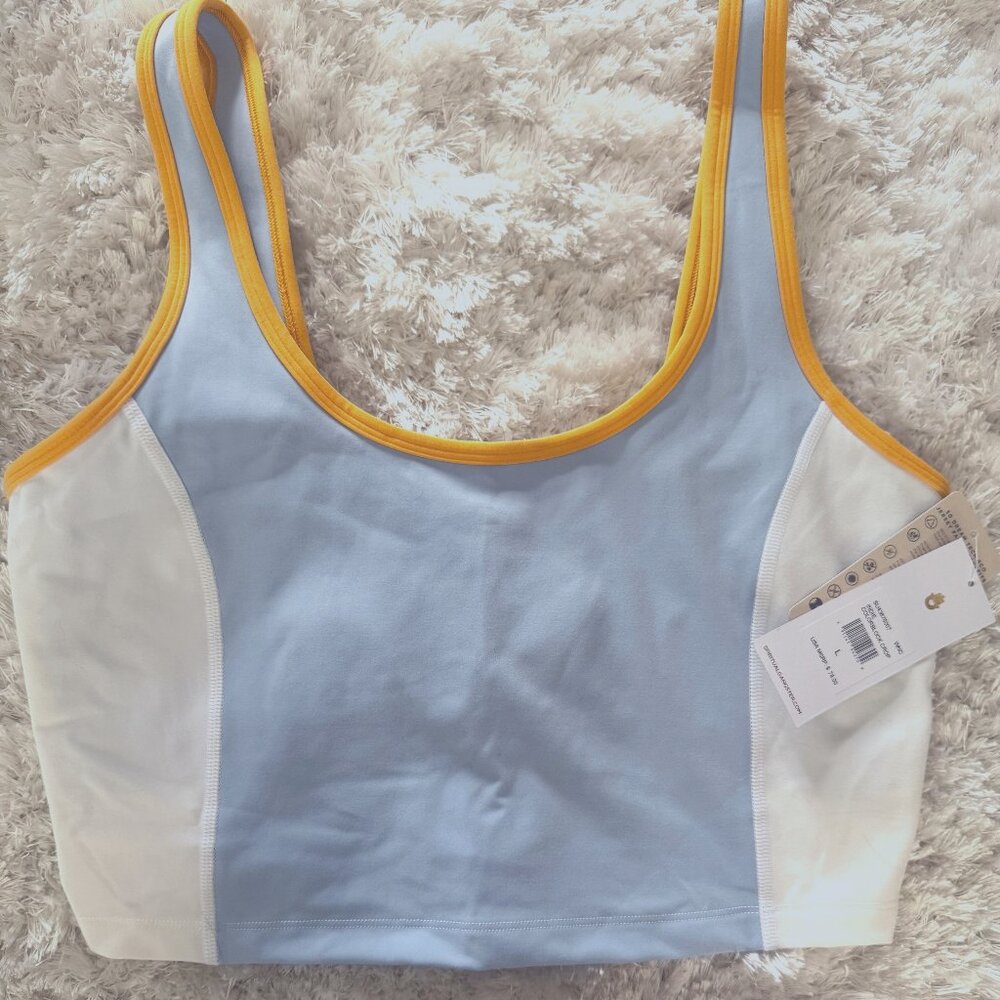 Spiritual Gangster Indie Color Block Crop Sport Bra Windsurfer and Yellow